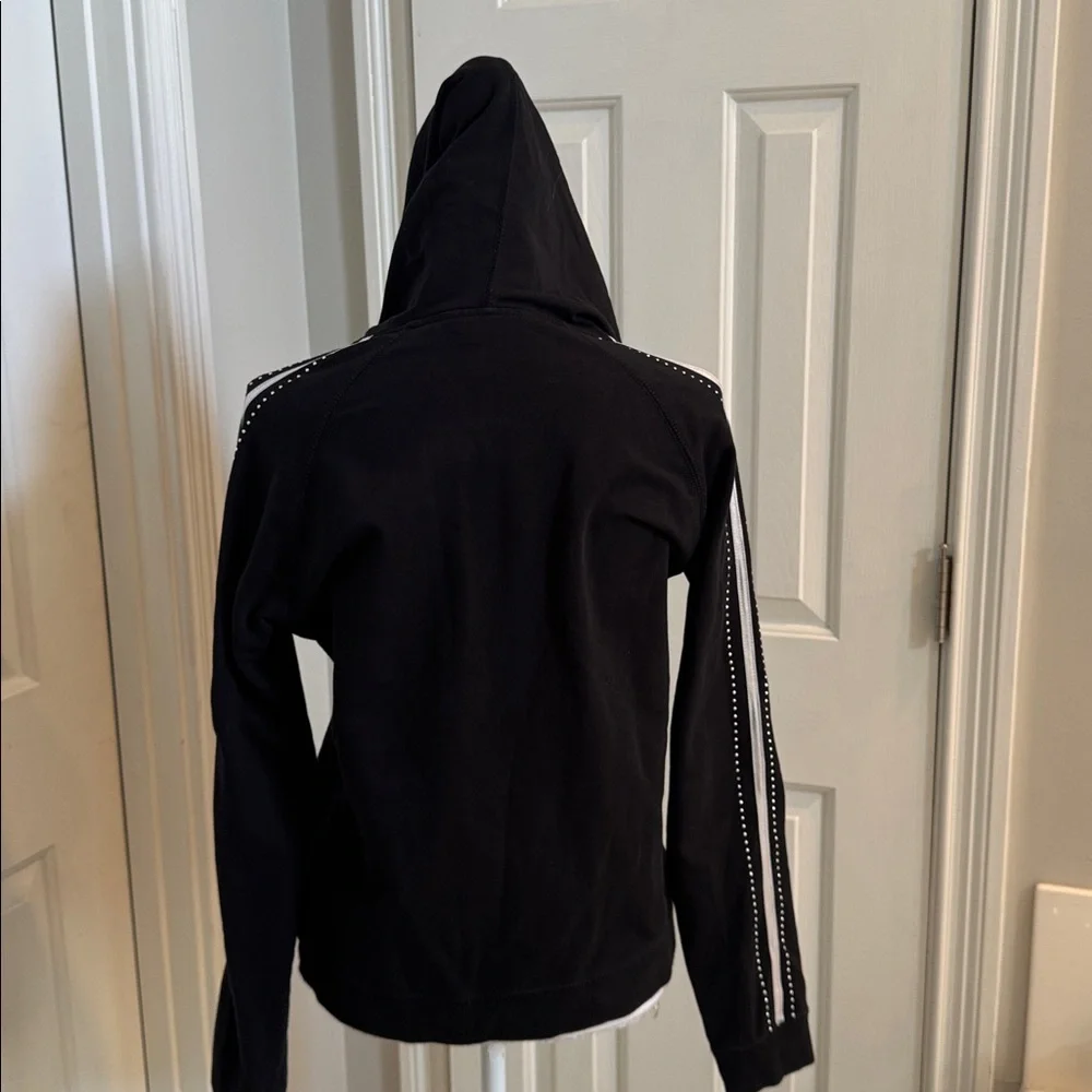 BCBG MaxAzria Vintage Black Hooded Jacket with Rhinestone & Studded Accents - Picture 9 of 12